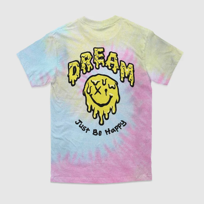 Just Be Happy Tie-Dye Tee (Pastel Swirl)