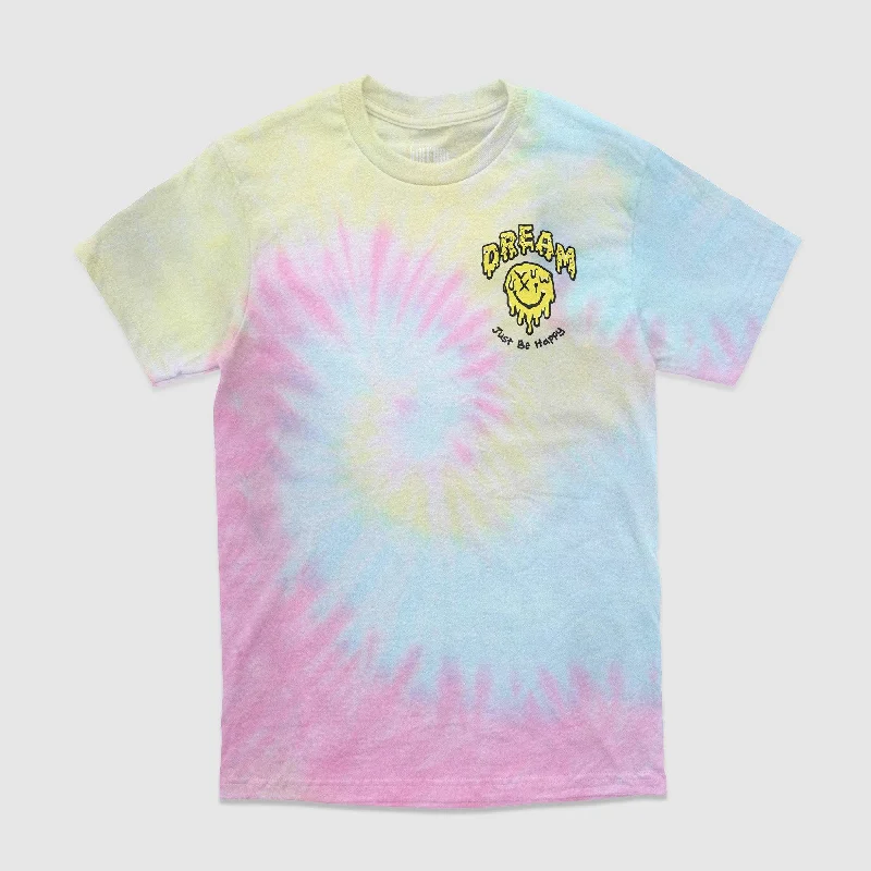 Just Be Happy Tie-Dye Tee (Pastel Swirl)