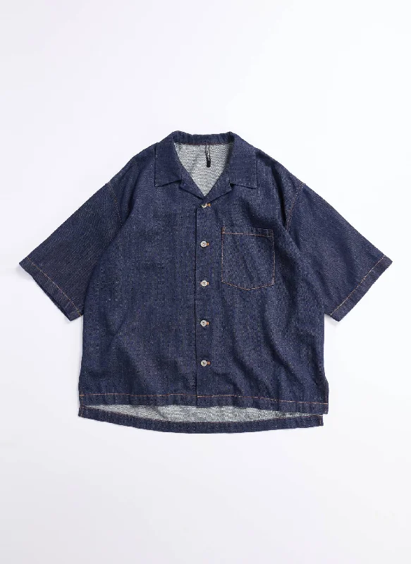 Indigo Cotton linen Denim Shirt Jacket