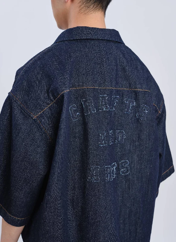 Indigo Cotton linen Denim Shirt Jacket