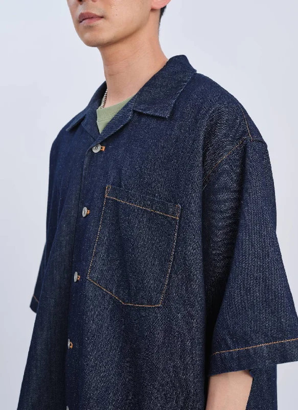 Indigo Cotton linen Denim Shirt Jacket