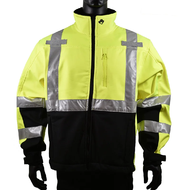 2W International Men's Class 3 Hi-Vis Soft Shell Jacket_Hi-Vis Green