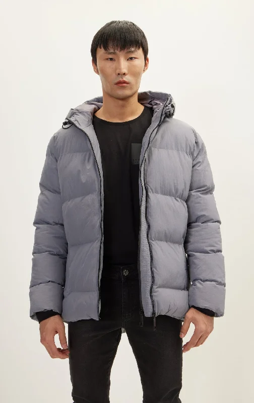 Hooded Padded Coat - Grey