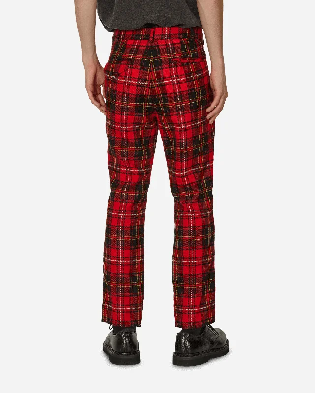 Tartan Knee Buckle Detail Pants Red