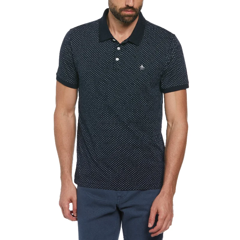 Ditsy Diamond Print Polo