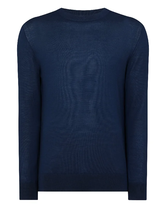 Men's Covent Fine Gauge Cashmere Round Neck Jumper French Blue