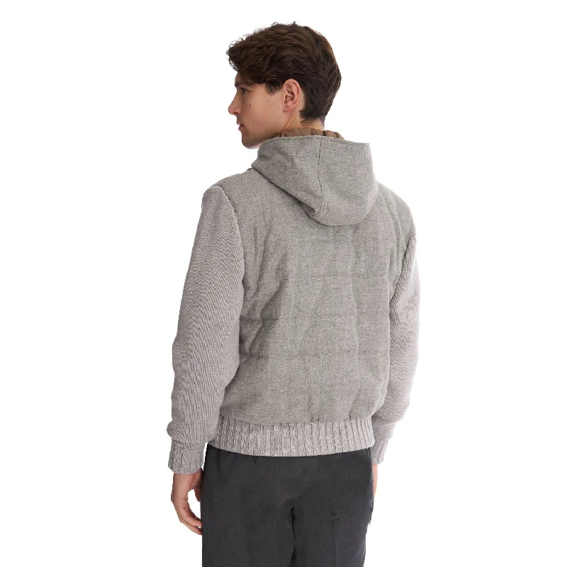 GRAY WOOL TRICOT KNITTED BOMBER JACKET