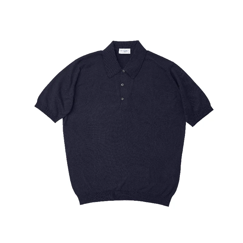 John Smedley Sea Island Cotton Navy Polo Shirt