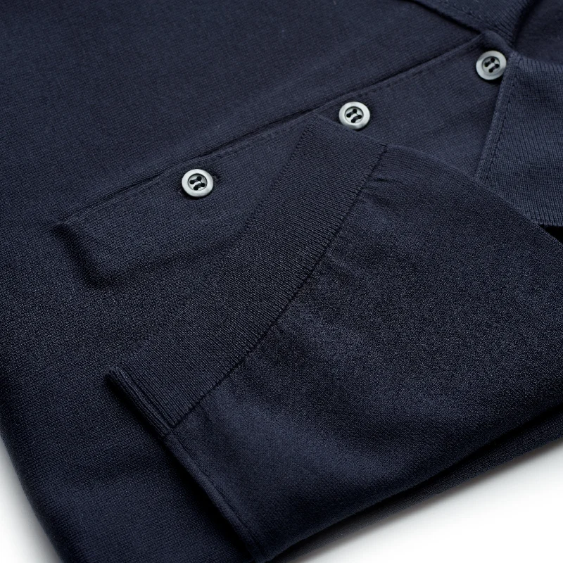 John Smedley Sea Island Cotton Navy Polo Shirt