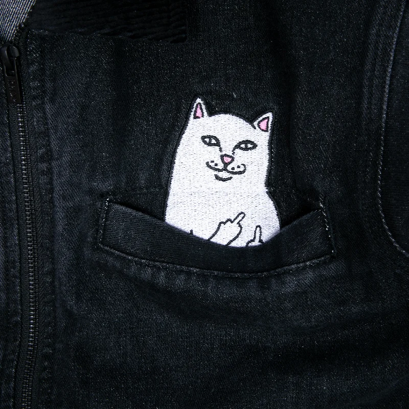 La Brea Peeking Nermal Work Jacket (Black Washed Denim)