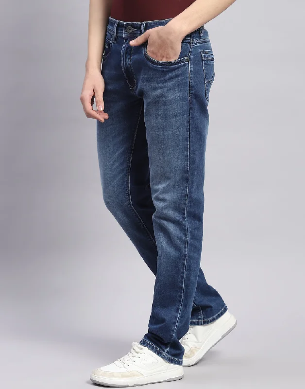 Men Blue Light Wash Straight Fit Denim