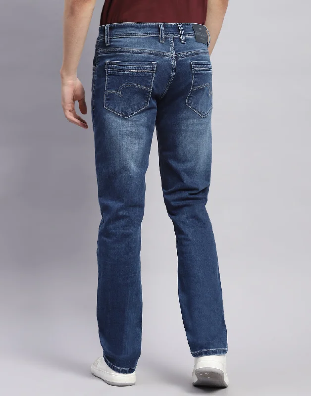 Men Blue Light Wash Straight Fit Denim