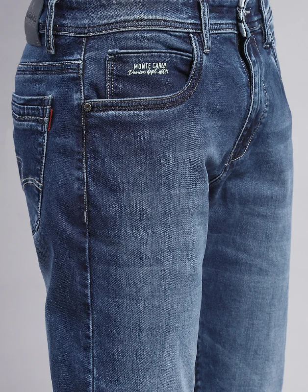 Men Blue Light Wash Straight Fit Denim