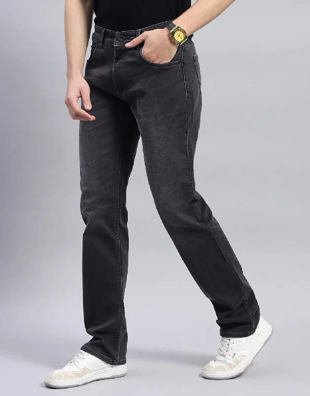 Men Grey Light Wash Narrow Fit Denim