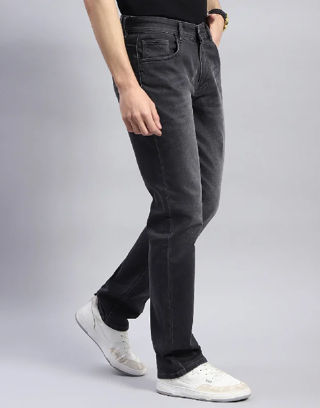 Men Grey Light Wash Narrow Fit Denim