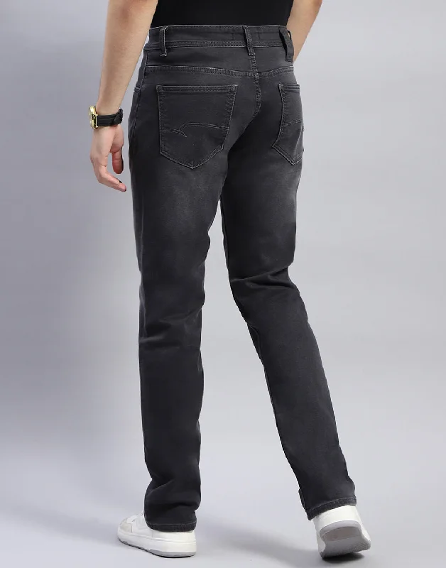 Men Grey Light Wash Narrow Fit Denim