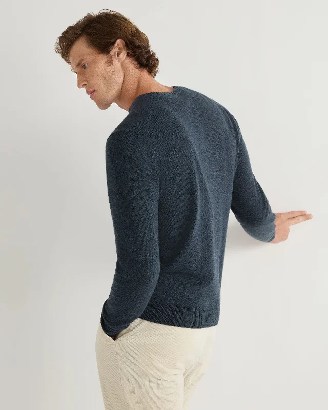 Men's Burlington V Neck Cashmere Jumper Caviar Blue