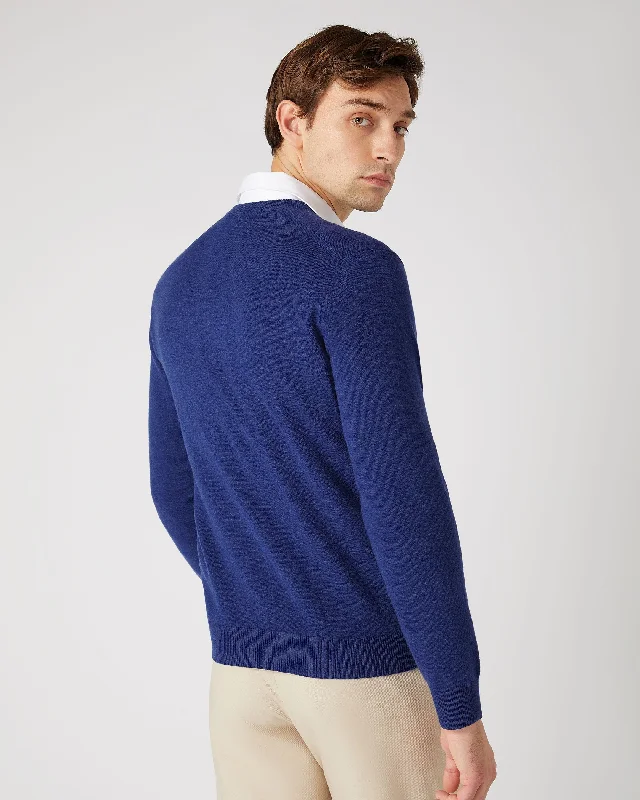 Men's Burlington V Neck Cashmere Jumper Sapphire Blue