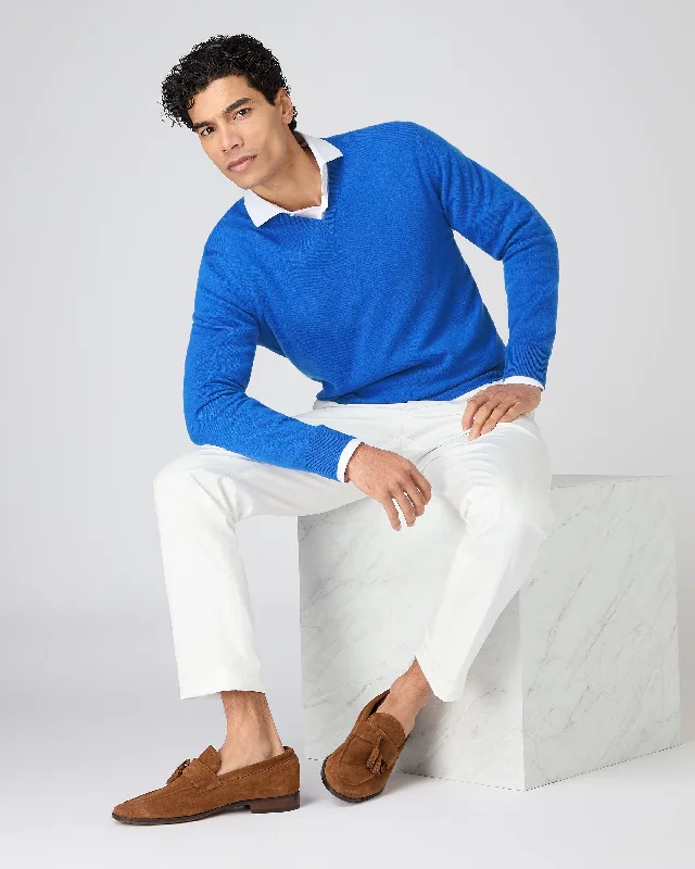 Men's Burlington V Neck Cashmere Jumper Sonic Blue