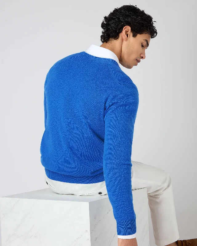 Men's Burlington V Neck Cashmere Jumper Sonic Blue