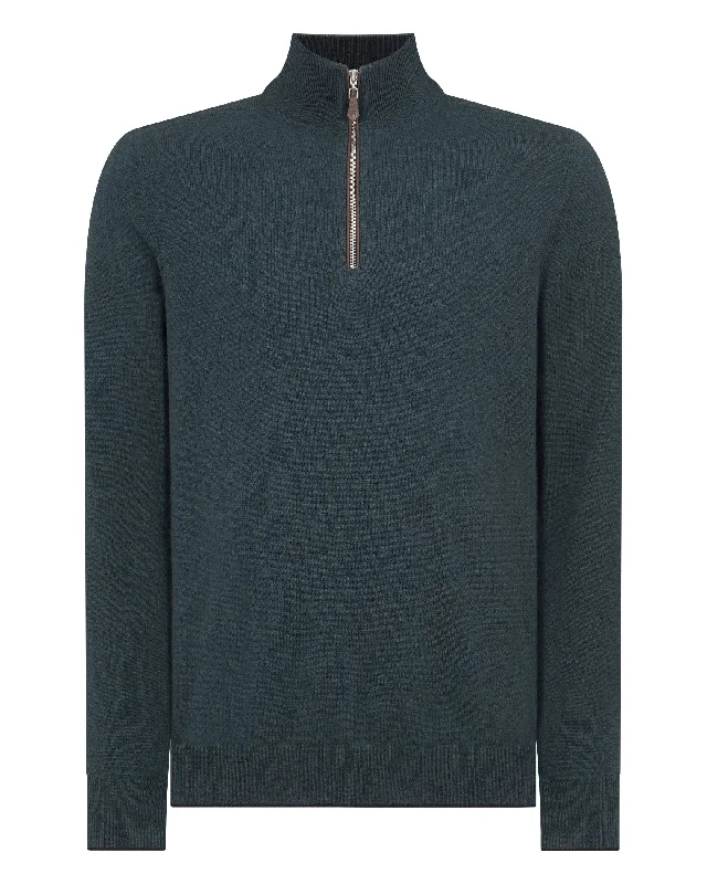 Men's Carnaby Half Zip Cashmere Jumper Caviar Blue