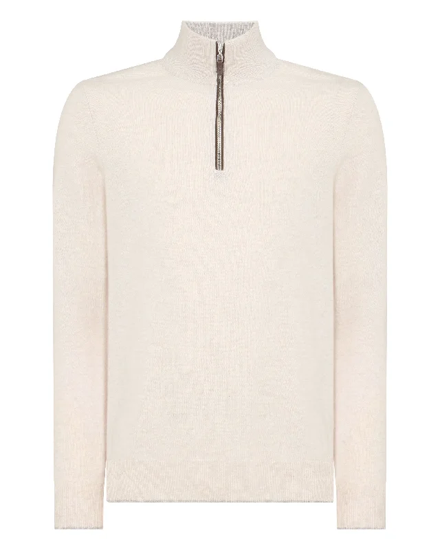 Men's Carnaby Half Zip Cashmere Jumper Frost White