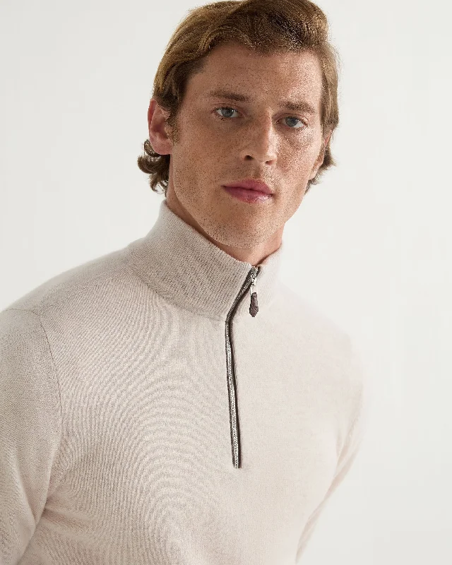 Men's Carnaby Half Zip Cashmere Jumper Frost White