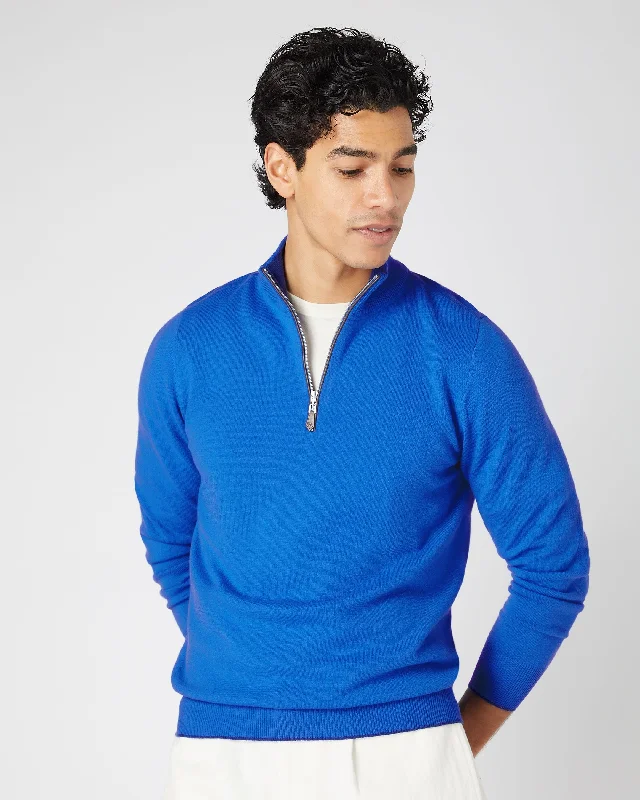 Men's Carnaby Half Zip Cashmere Jumper Sonic Blue