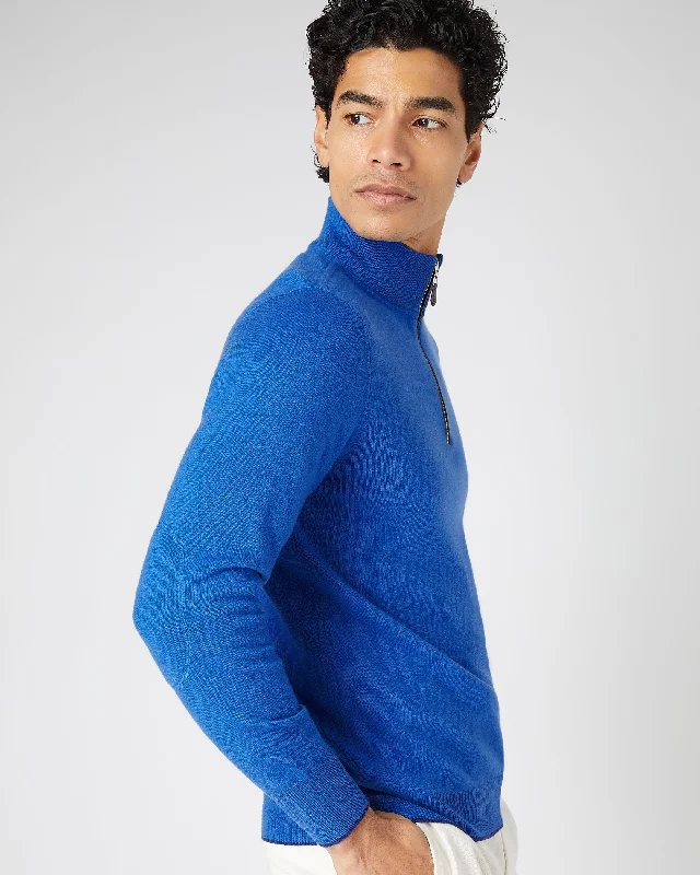 Men's Carnaby Half Zip Cashmere Jumper Sonic Blue