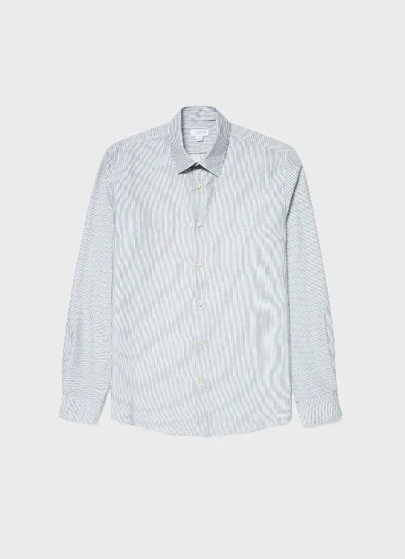 Men's Cotton Cashmere Shirt in Light Blue/White