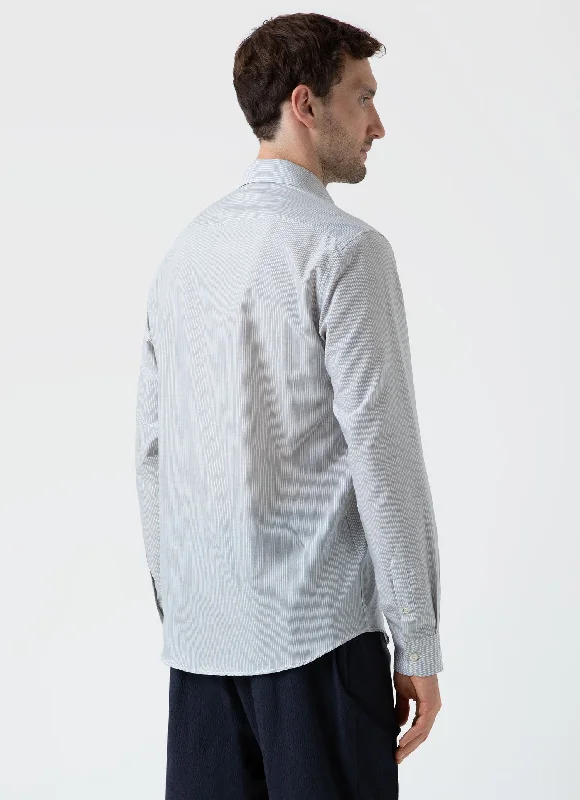 Men's Cotton Cashmere Shirt in Light Blue/White