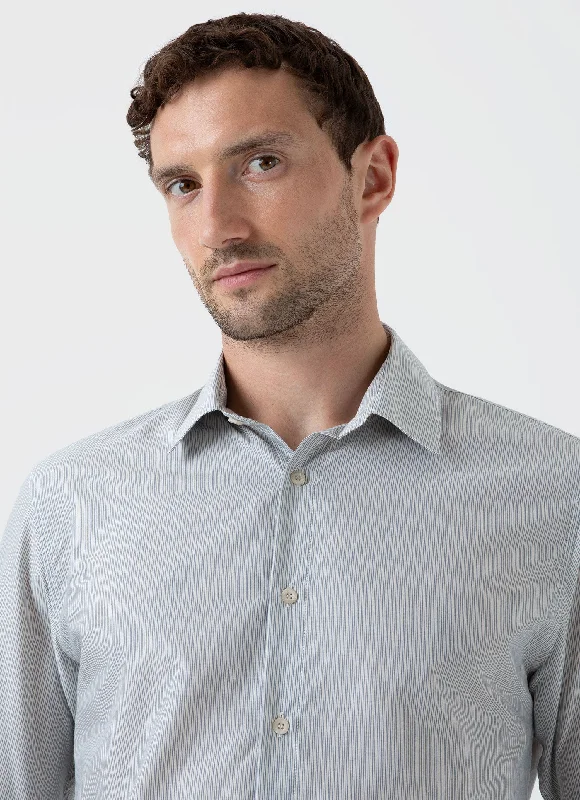 Men's Cotton Cashmere Shirt in Light Blue/White