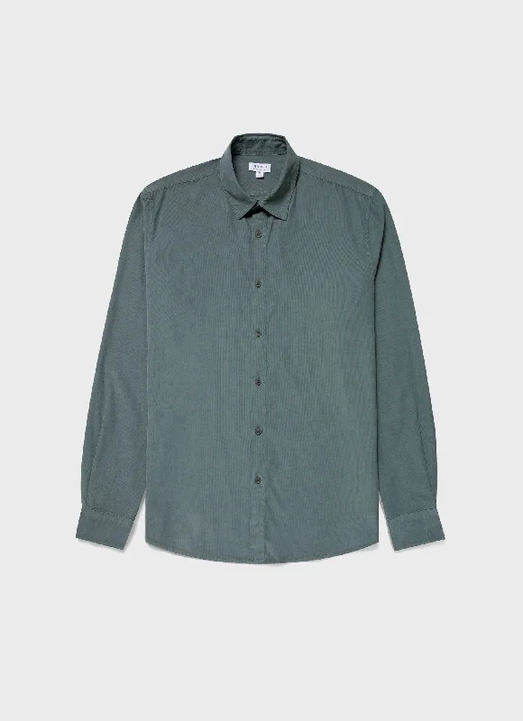 Men's Fine Cord Shirt in Smoke Green