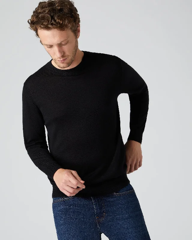 Men's Covent Fine Gauge Cashmere Round Neck Jumper Black