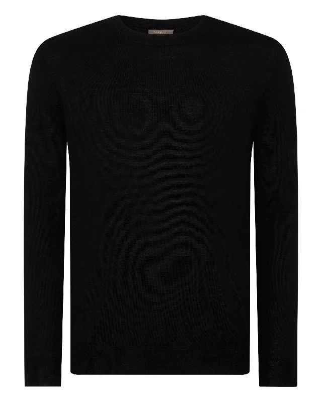 Men's Covent Fine Gauge Cashmere Round Neck Jumper Black