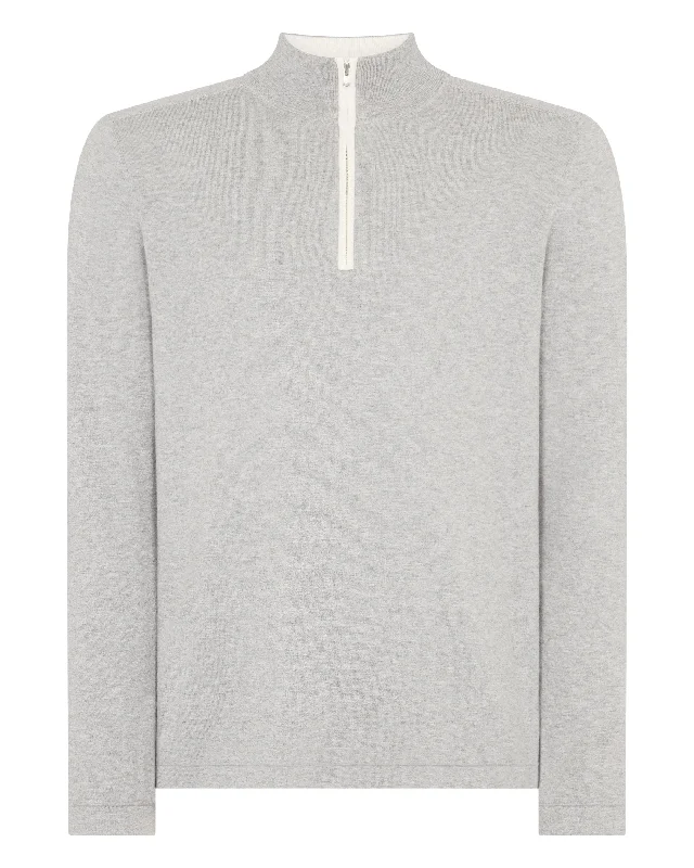 Men's Salcombe Half Zip Cotton Cashmere Jumper Fumo Grey