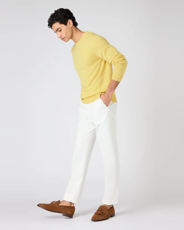 Men's Oxford Round Neck Cashmere Jumper Citrine Yellow