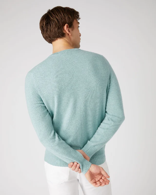 Men's Oxford Round Neck Cashmere Jumper Oasis Green