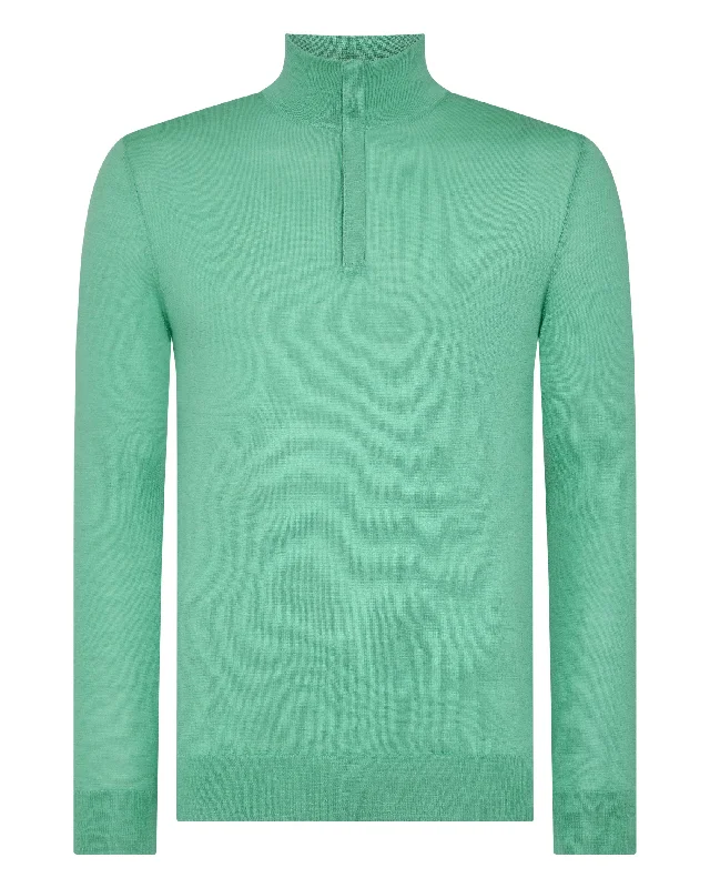 Men's Regent Fine Gauge Cashmere Half Zip Jumper Seafoam Green