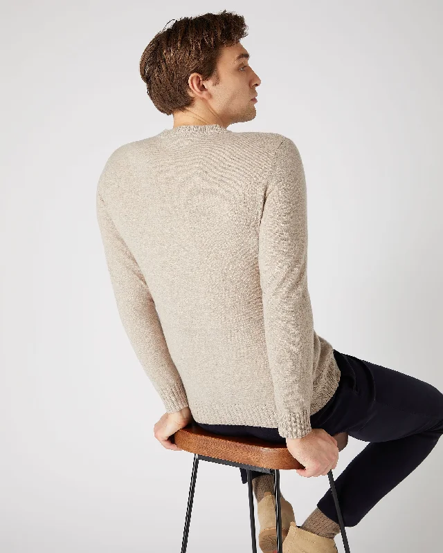 Men's Shoreditch Round Neck Cashmere Jumper Oatmeal Brown