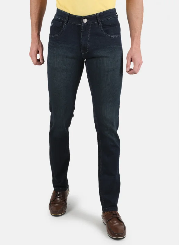 Men Navy Blue Narrow Fit Denim