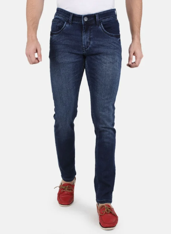 Men Navy Blue Skinny Fit Denim