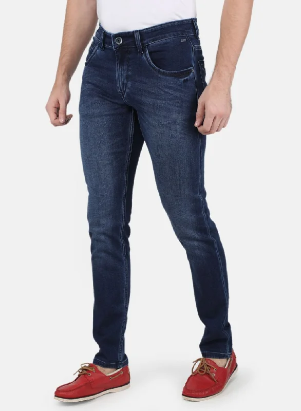 Men Navy Blue Skinny Fit Denim