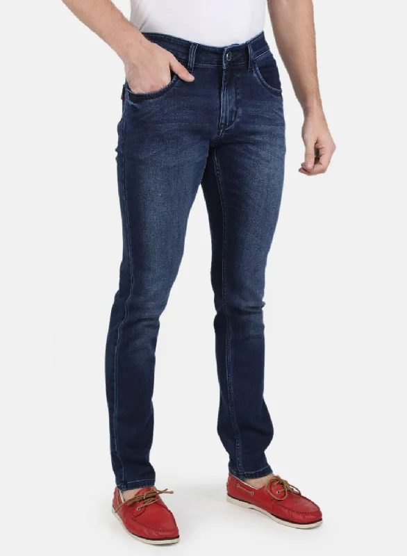 Men Navy Blue Skinny Fit Denim