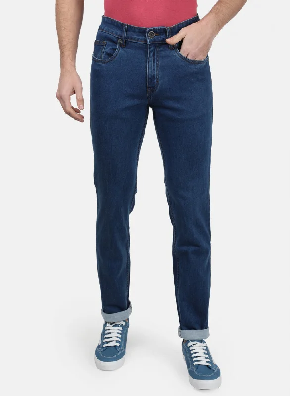 Mens NAvy Blue Plain Denims