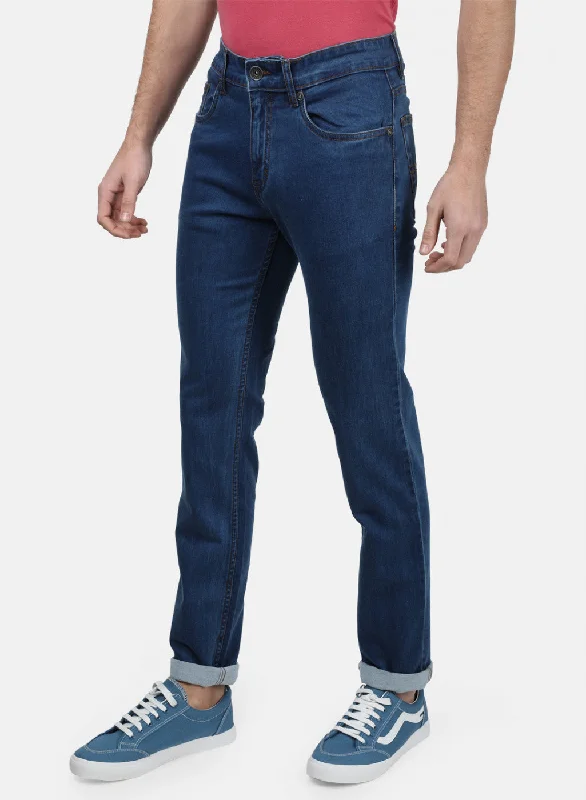 Mens NAvy Blue Plain Denims