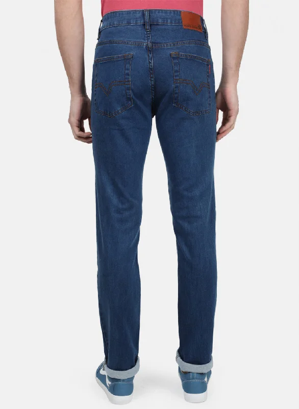 Mens NAvy Blue Plain Denims