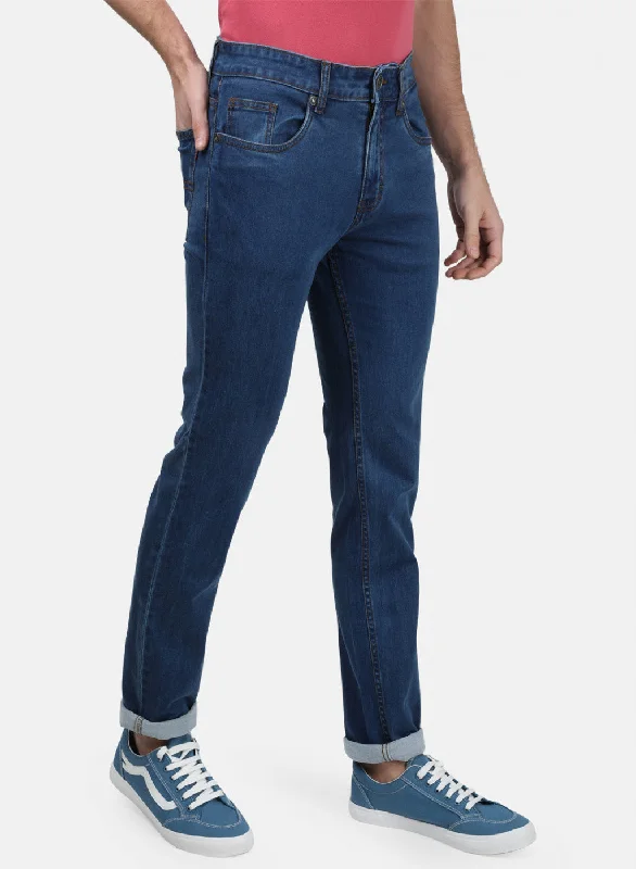 Mens NAvy Blue Plain Denims