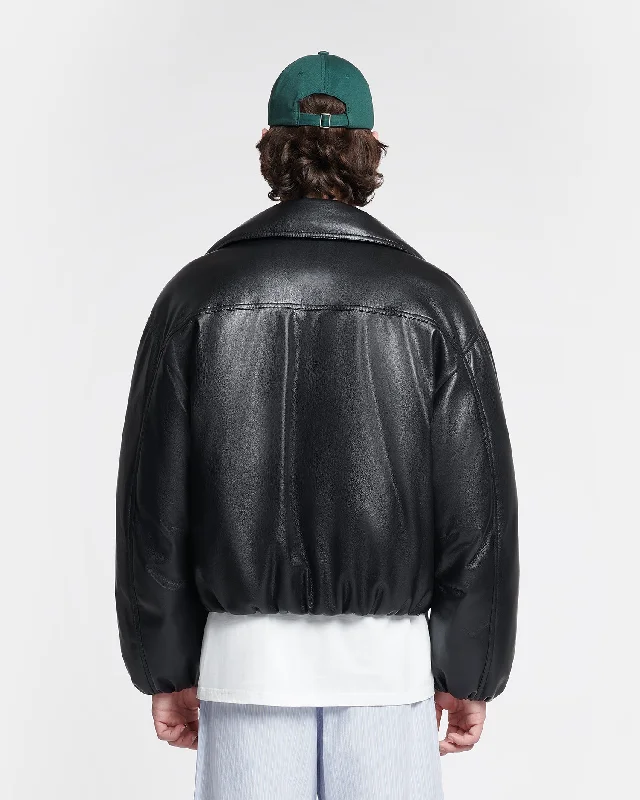 Asger - Padded Okobor™ Alt-Leather Jacket - Black