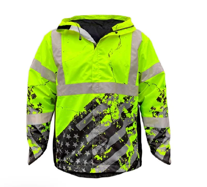 SafetyShirtz Men's SS360º American Grit Class-3 Type-R Rain Jacket